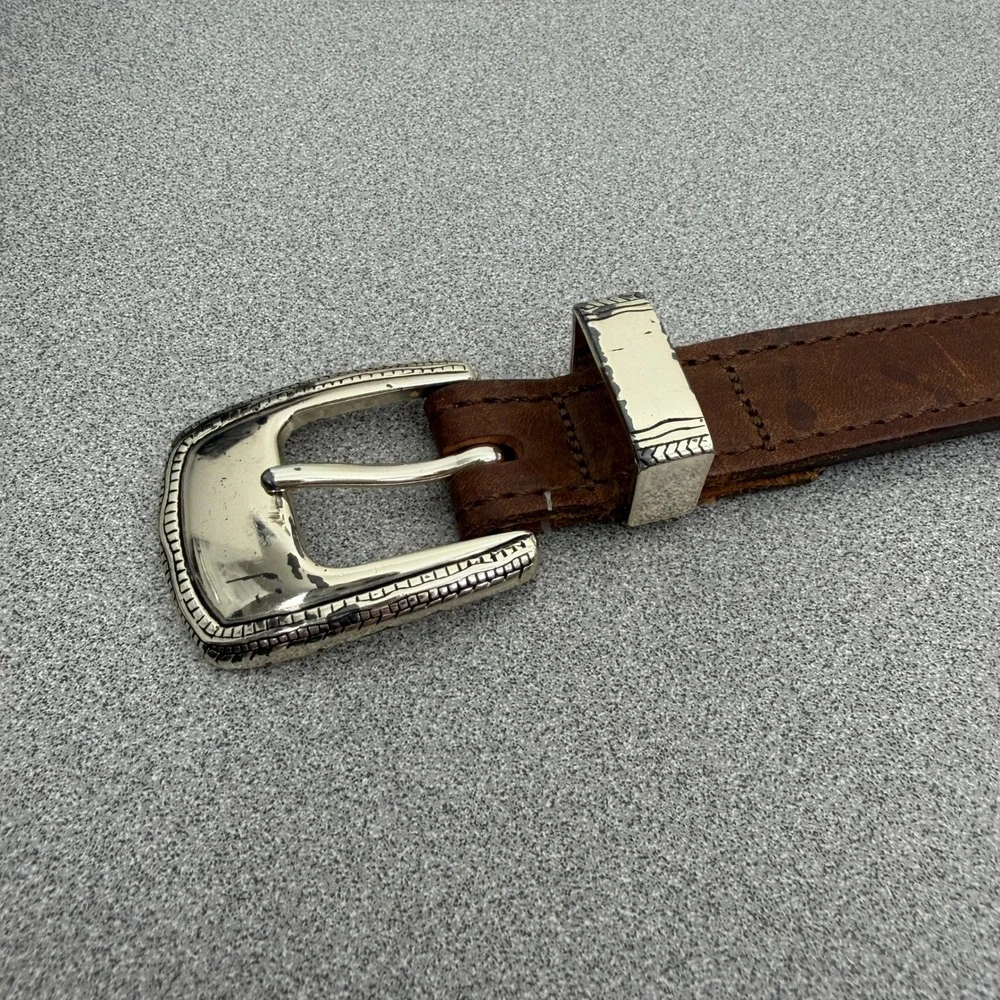 PGA TOUR Belt Mens Size 36 Brown Leather Golf Concho Prep Medallion Tip *FLAW